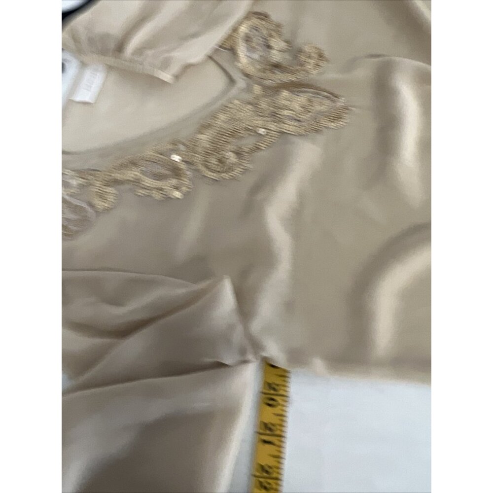 Chicos Size 0 Drop Waist Top Blouse Gold Sequin V Neckline Small - Picture 4 of 6
